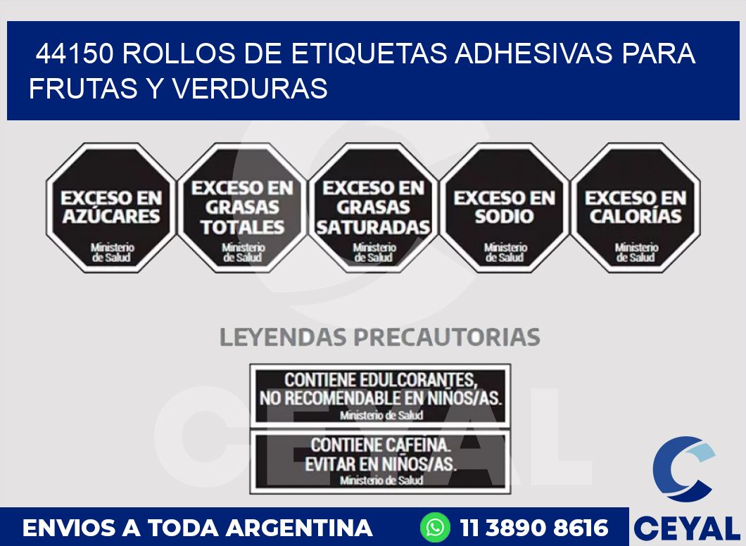 44150 ROLLOS DE ETIQUETAS ADHESIVAS PARA FRUTAS Y VERDURAS