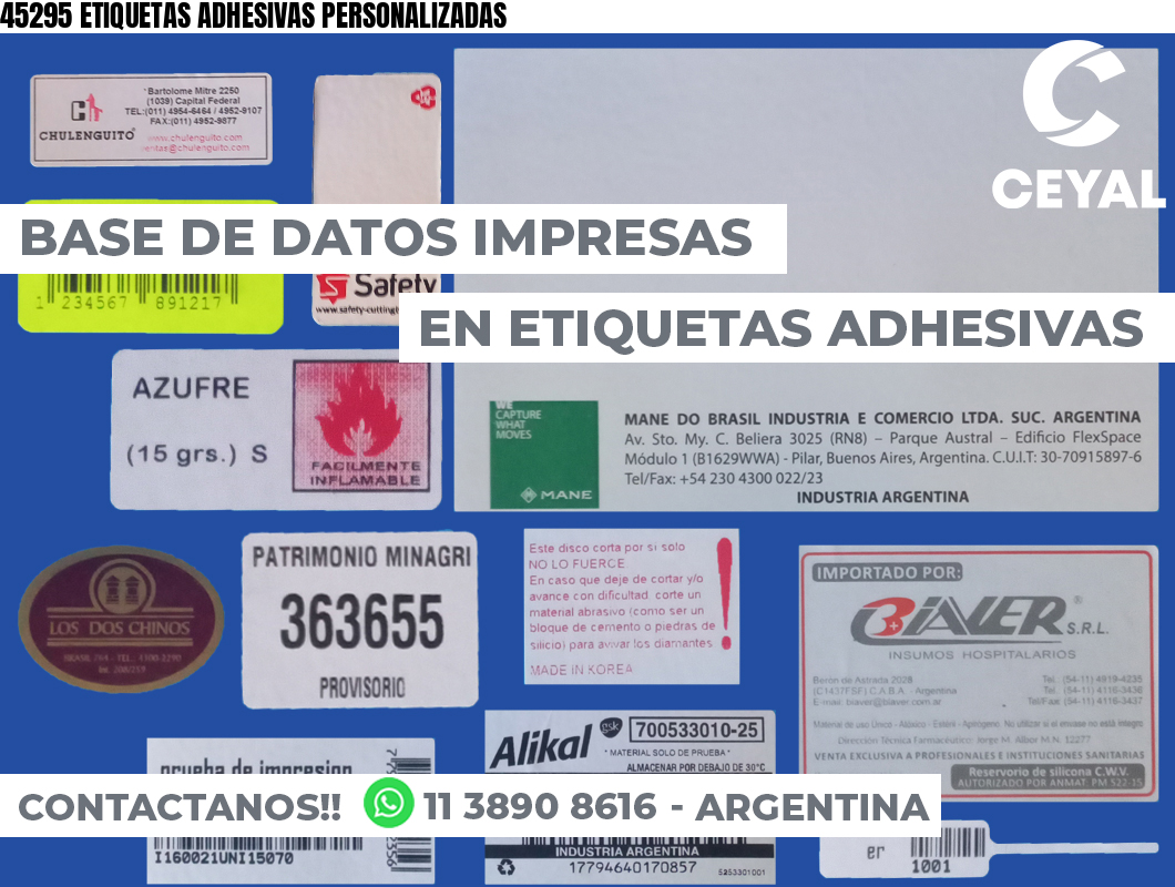 45295 ETIQUETAS ADHESIVAS PERSONALIZADAS