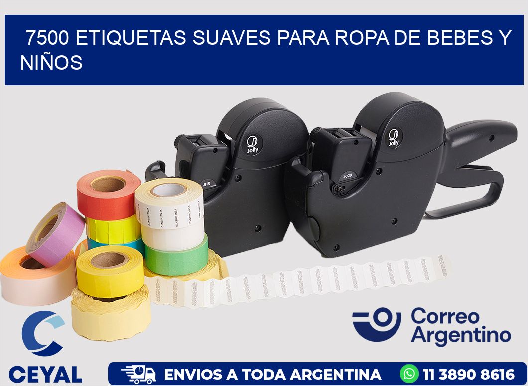 7500 ETIQUETAS SUAVES PARA ROPA DE BEBES Y NIÑOS