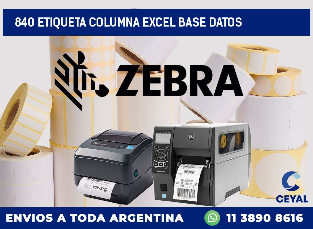 840 etiqueta columna excel base datos