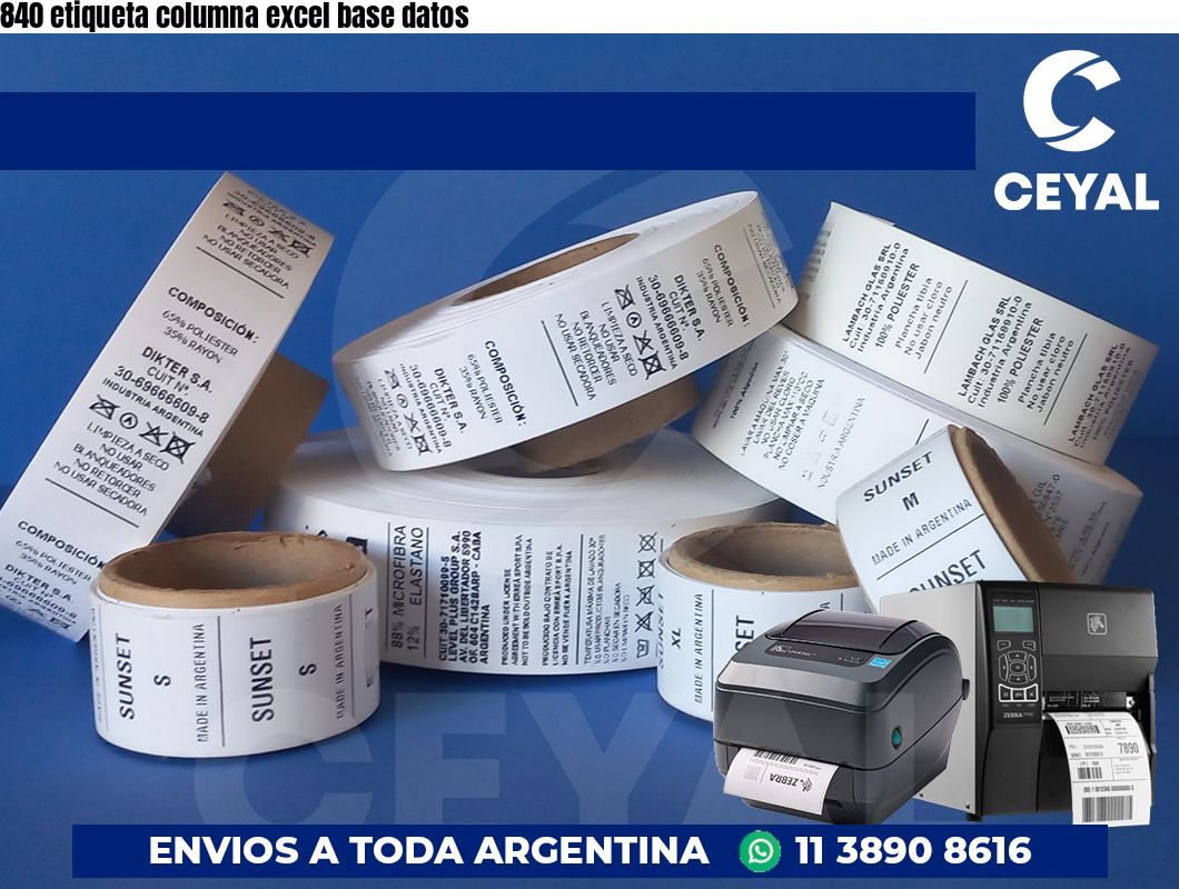 840 etiqueta columna excel base datos