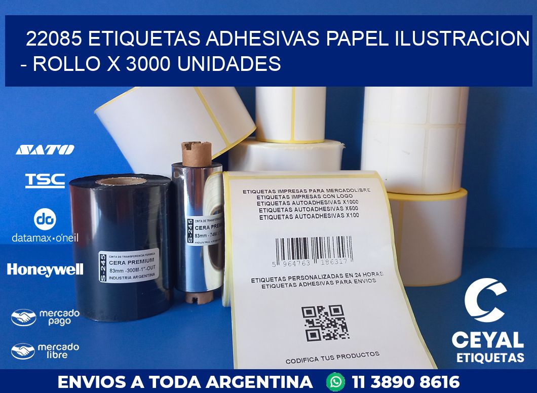 22085 ETIQUETAS ADHESIVAS PAPEL ILUSTRACION - ROLLO X 3000 UNIDADES