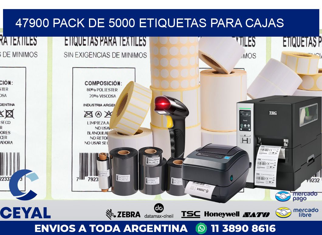 47900 PACK DE 5000 ETIQUETAS PARA CAJAS | Zebra Etiquetadora