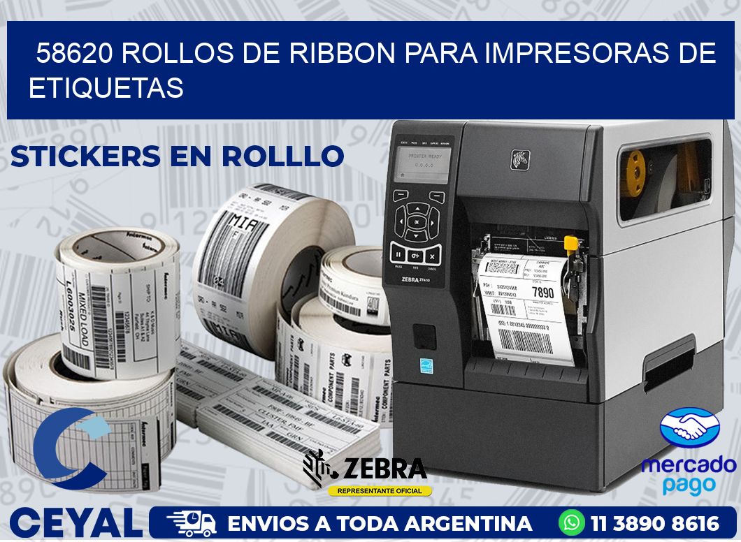 58620 ROLLOS DE RIBBON PARA IMPRESORAS DE ETIQUETAS