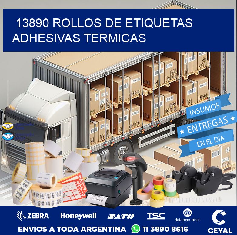 13890 ROLLOS DE ETIQUETAS ADHESIVAS TERMICAS