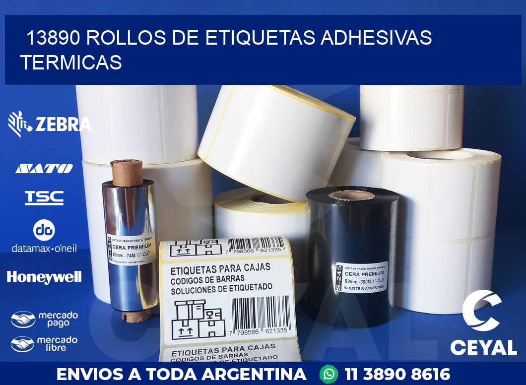 13890 ROLLOS DE ETIQUETAS ADHESIVAS TERMICAS