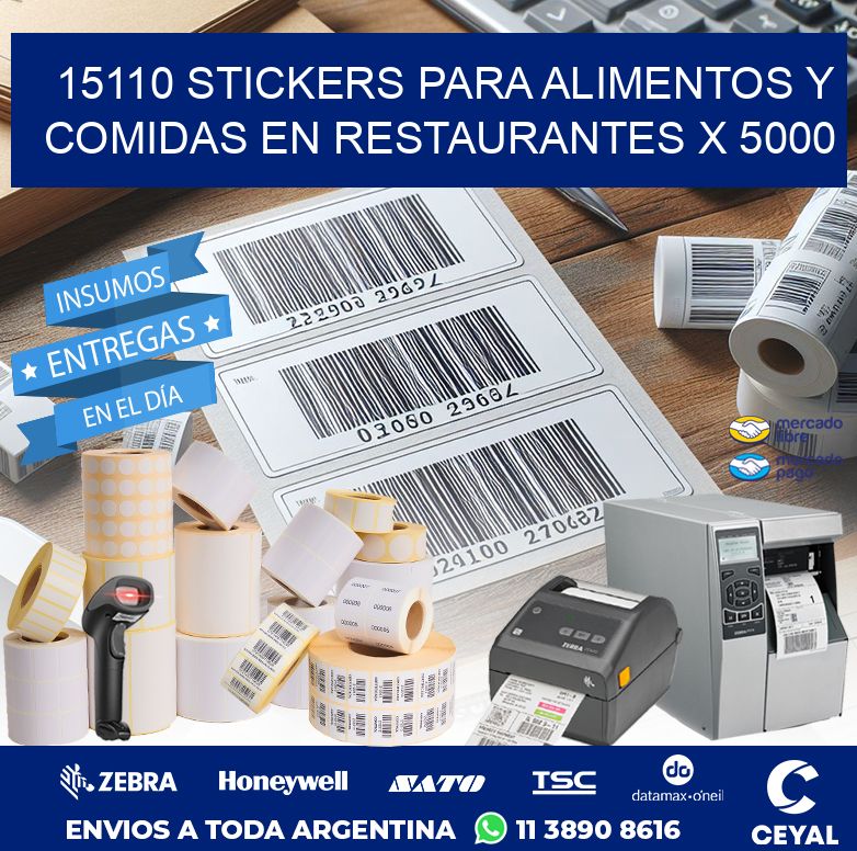 15110 STICKERS PARA ALIMENTOS Y COMIDAS EN RESTAURANTES X 5000