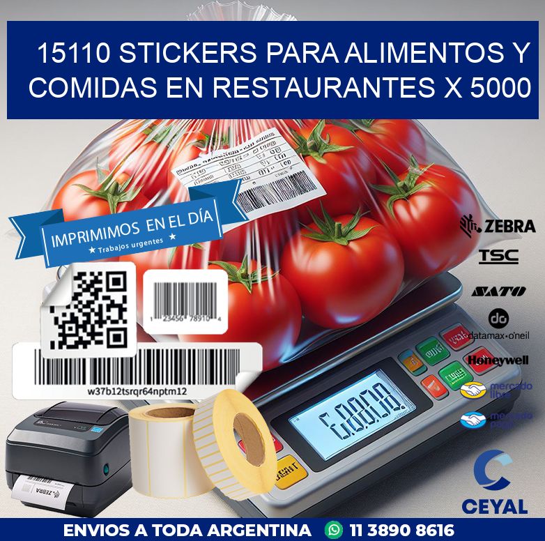15110 STICKERS PARA ALIMENTOS Y COMIDAS EN RESTAURANTES X 5000