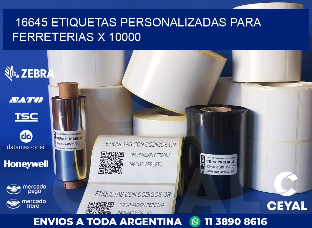 16645 ETIQUETAS PERSONALIZADAS PARA FERRETERIAS X 10000