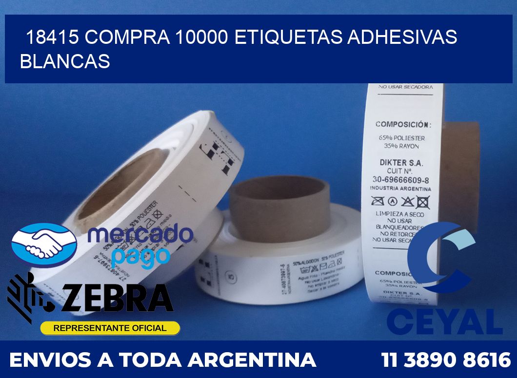 18415 COMPRA 10000 ETIQUETAS ADHESIVAS BLANCAS