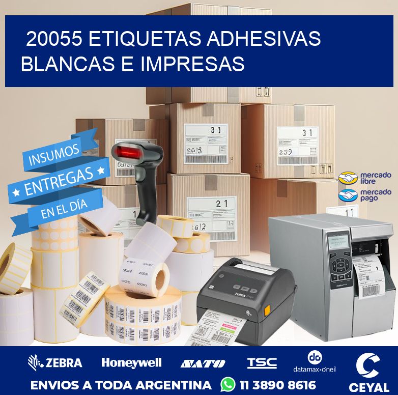 20055 ETIQUETAS ADHESIVAS BLANCAS E IMPRESAS