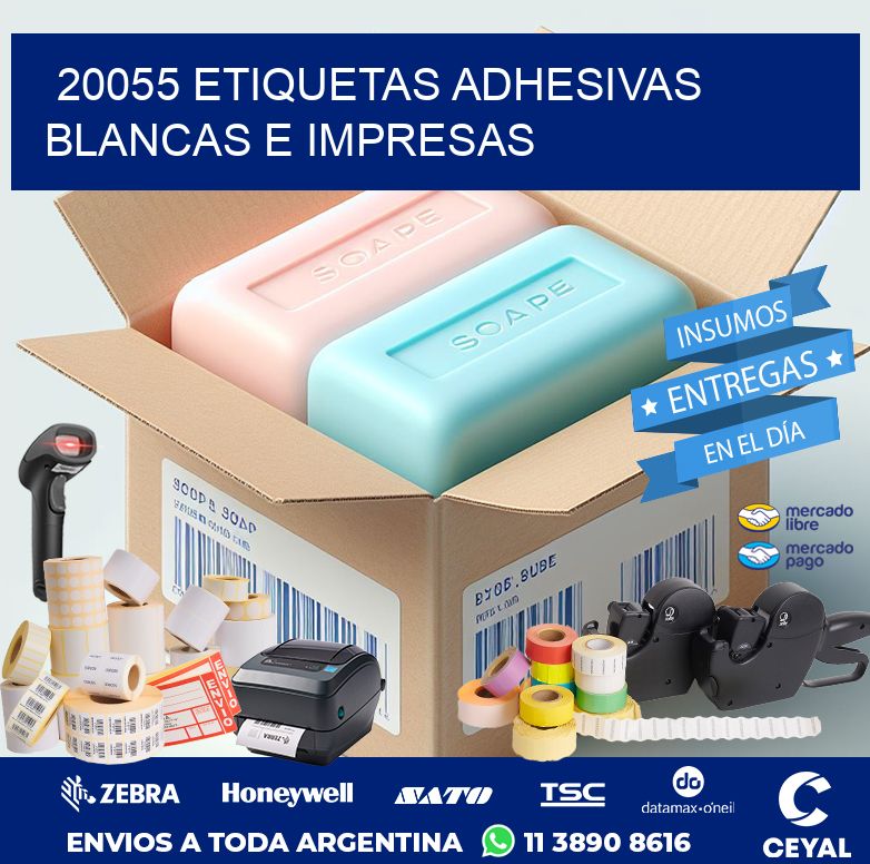 20055 ETIQUETAS ADHESIVAS BLANCAS E IMPRESAS