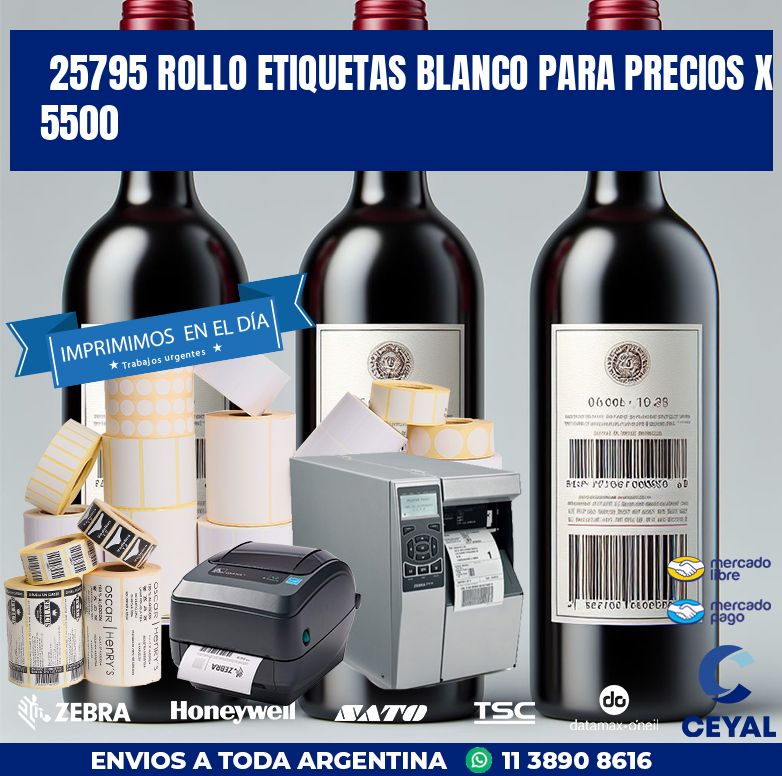 25795 ROLLO ETIQUETAS BLANCO PARA PRECIOS X 5500
