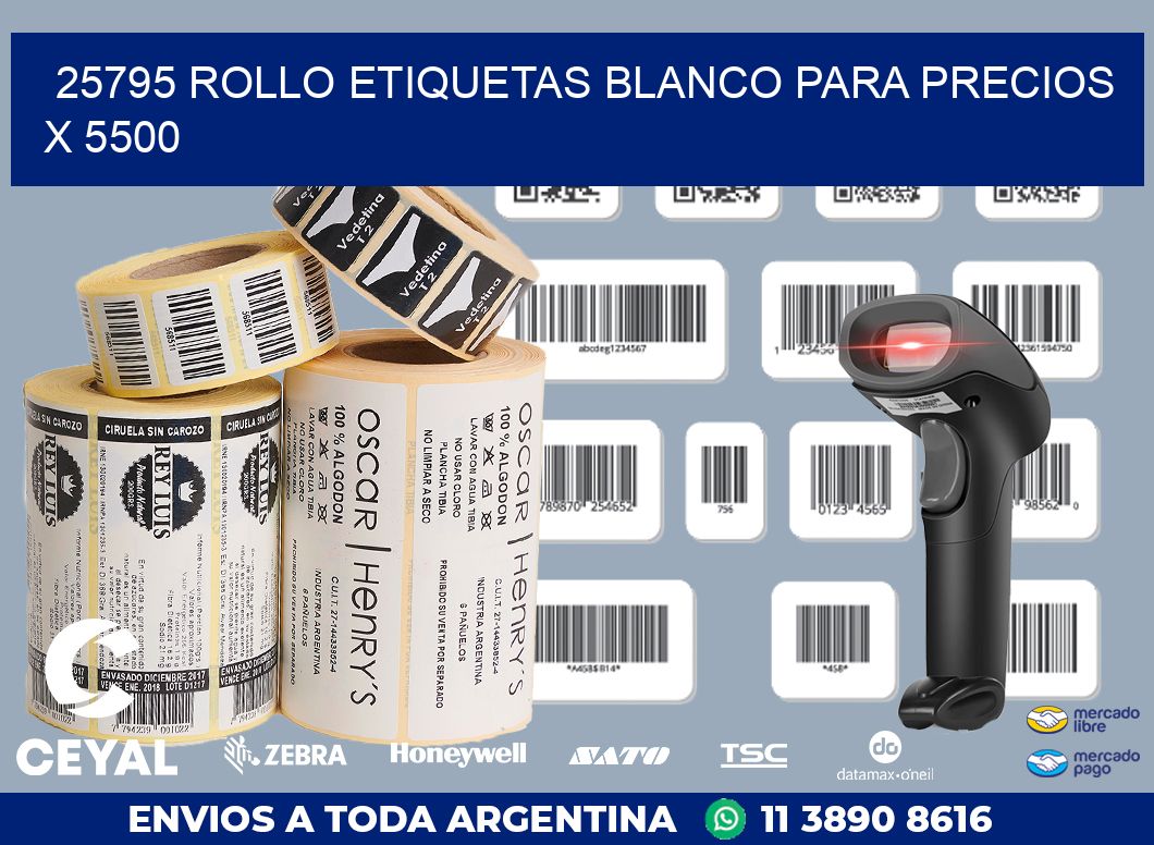 25795 ROLLO ETIQUETAS BLANCO PARA PRECIOS X 5500