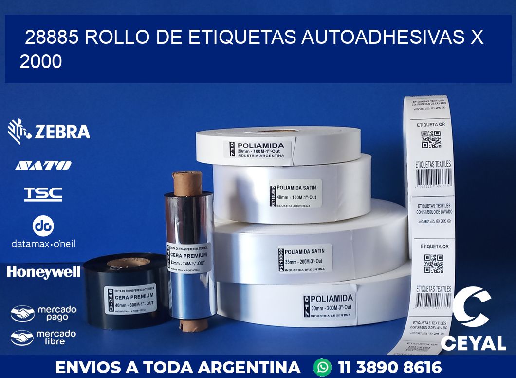28885 ROLLO DE ETIQUETAS AUTOADHESIVAS X 2000