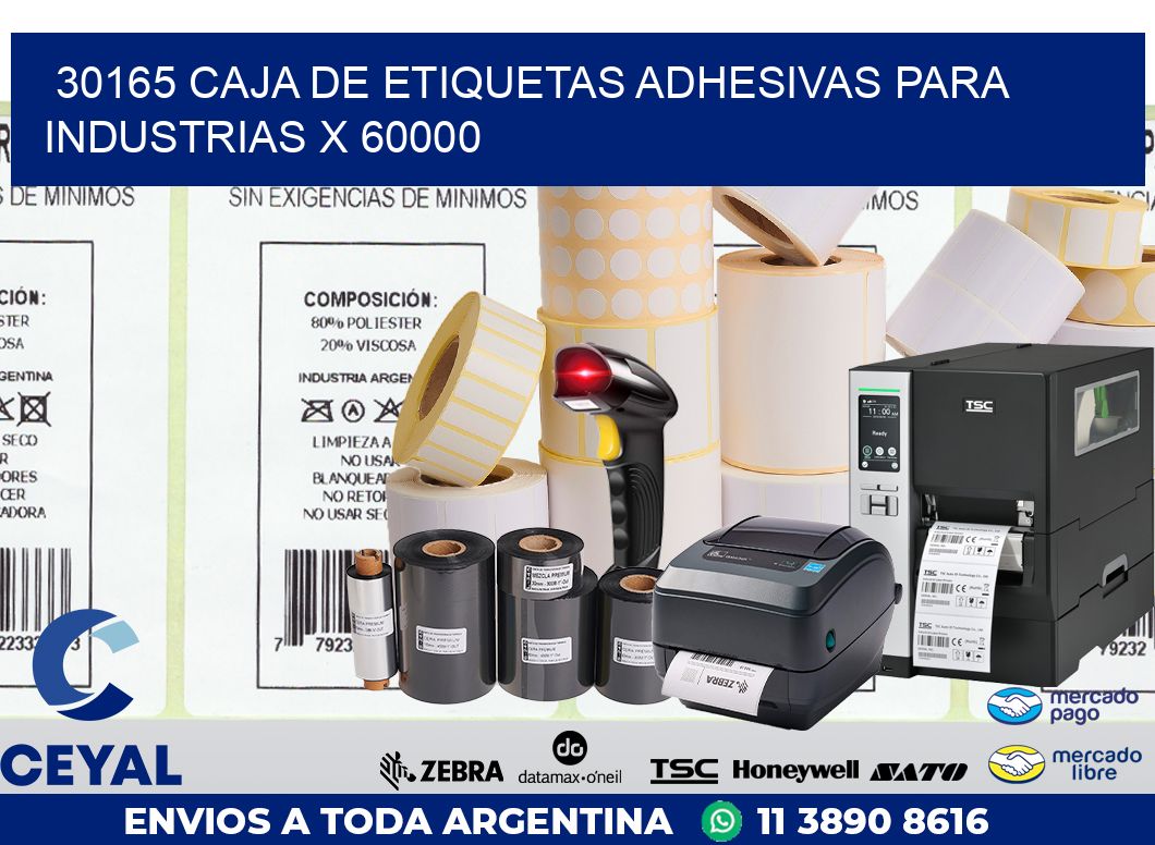 30165 CAJA DE ETIQUETAS ADHESIVAS PARA INDUSTRIAS X 60000