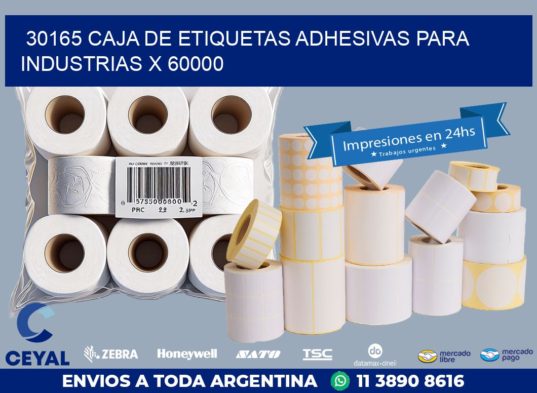 30165 CAJA DE ETIQUETAS ADHESIVAS PARA INDUSTRIAS X 60000