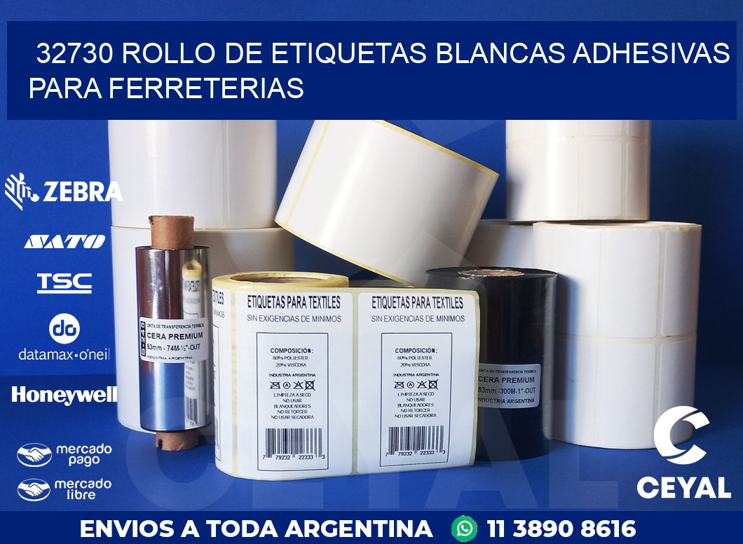 32730 ROLLO DE ETIQUETAS BLANCAS ADHESIVAS PARA FERRETERIAS