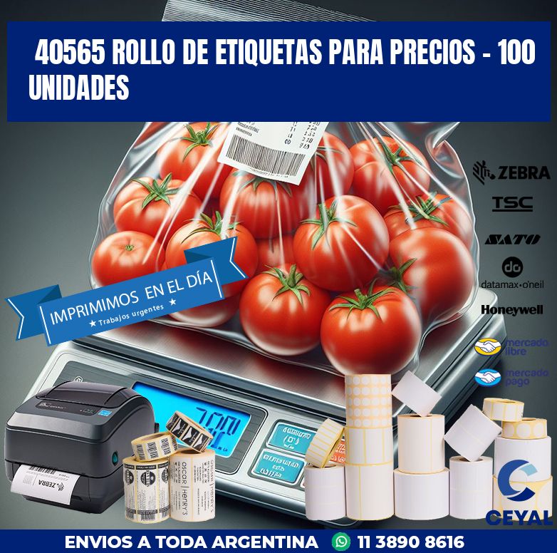 40565 ROLLO DE ETIQUETAS PARA PRECIOS - 100 UNIDADES