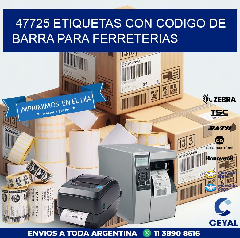 47725 ETIQUETAS CON CODIGO DE BARRA PARA FERRETERIAS