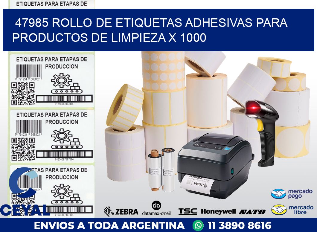 47985 ROLLO DE ETIQUETAS ADHESIVAS PARA PRODUCTOS DE LIMPIEZA X 1000