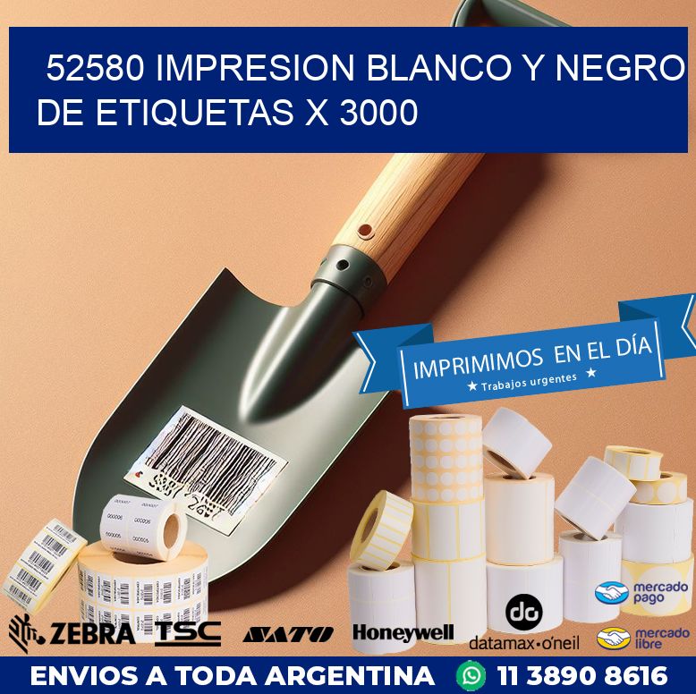 52580 IMPRESION BLANCO Y NEGRO DE ETIQUETAS X 3000