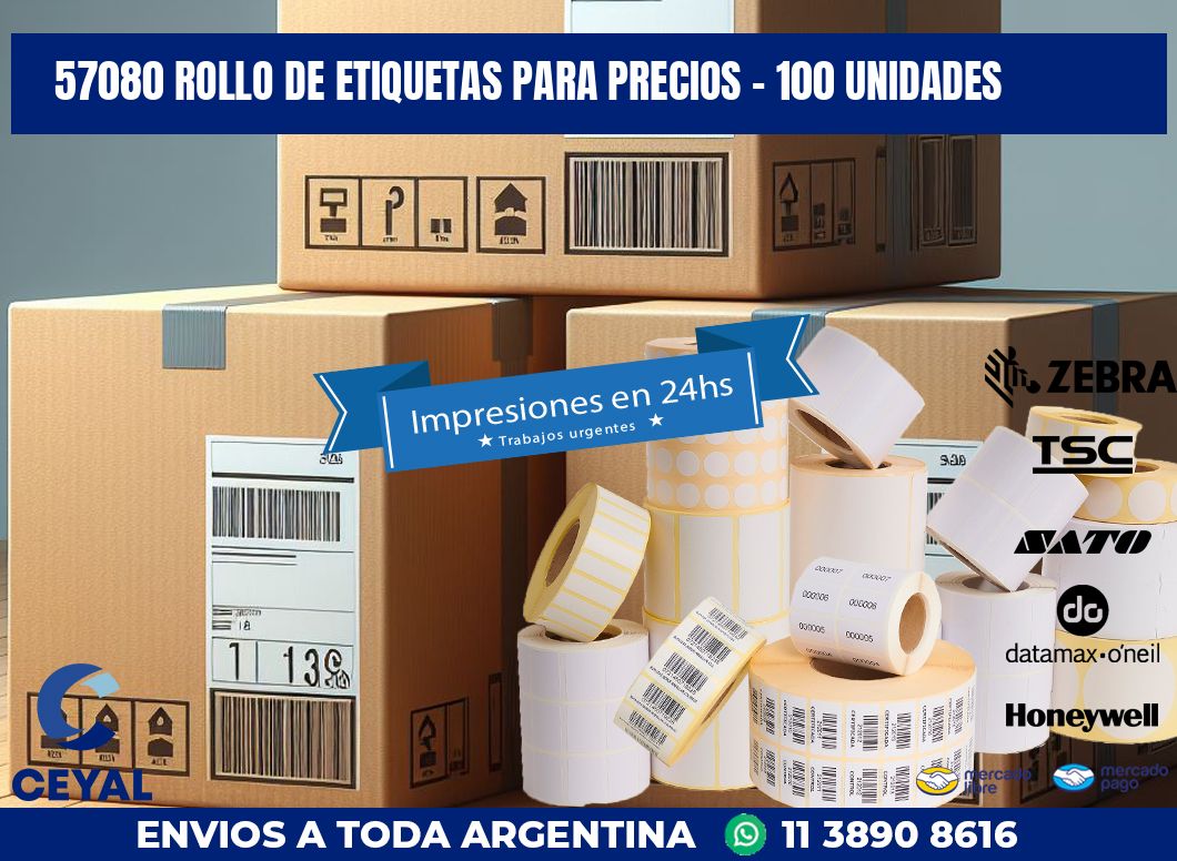 57080 ROLLO DE ETIQUETAS PARA PRECIOS – 100 UNIDADES | Zebra Etiquetadora