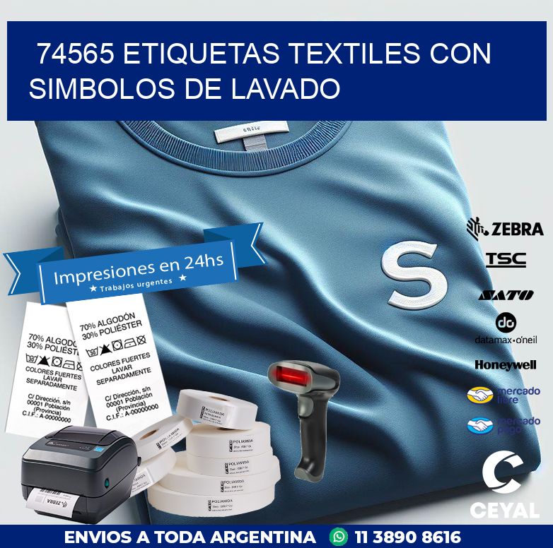 74565 ETIQUETAS TEXTILES CON SIMBOLOS DE LAVADO
