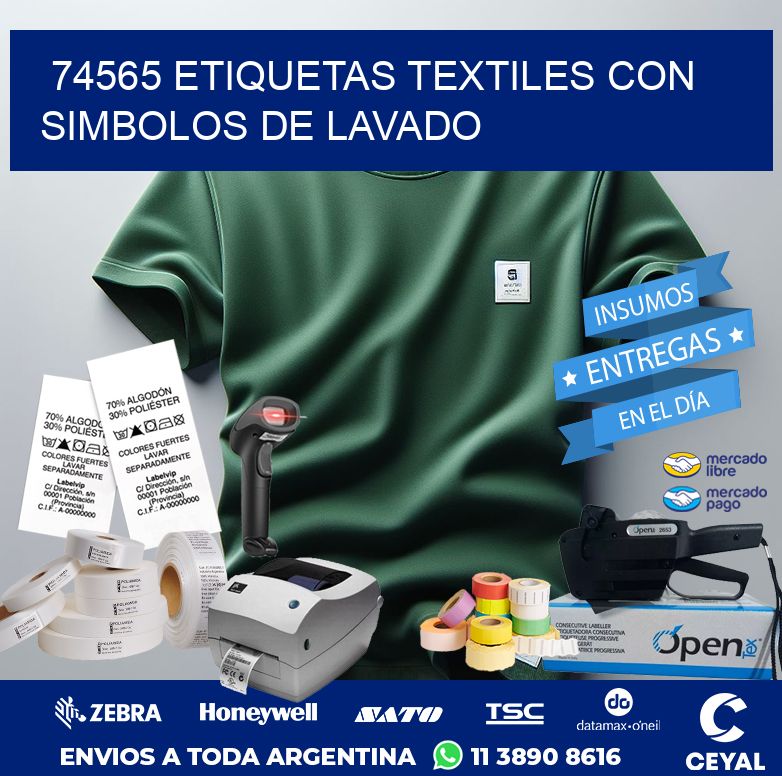 74565 ETIQUETAS TEXTILES CON SIMBOLOS DE LAVADO
