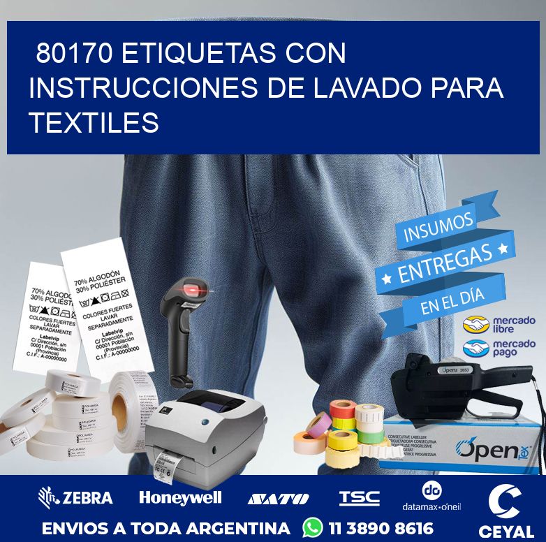 80170 ETIQUETAS CON INSTRUCCIONES DE LAVADO PARA TEXTILES