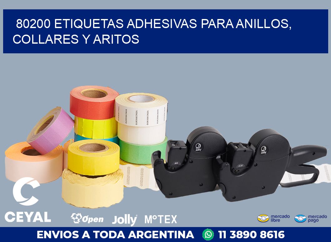 80200 ETIQUETAS ADHESIVAS PARA ANILLOS, COLLARES Y ARITOS