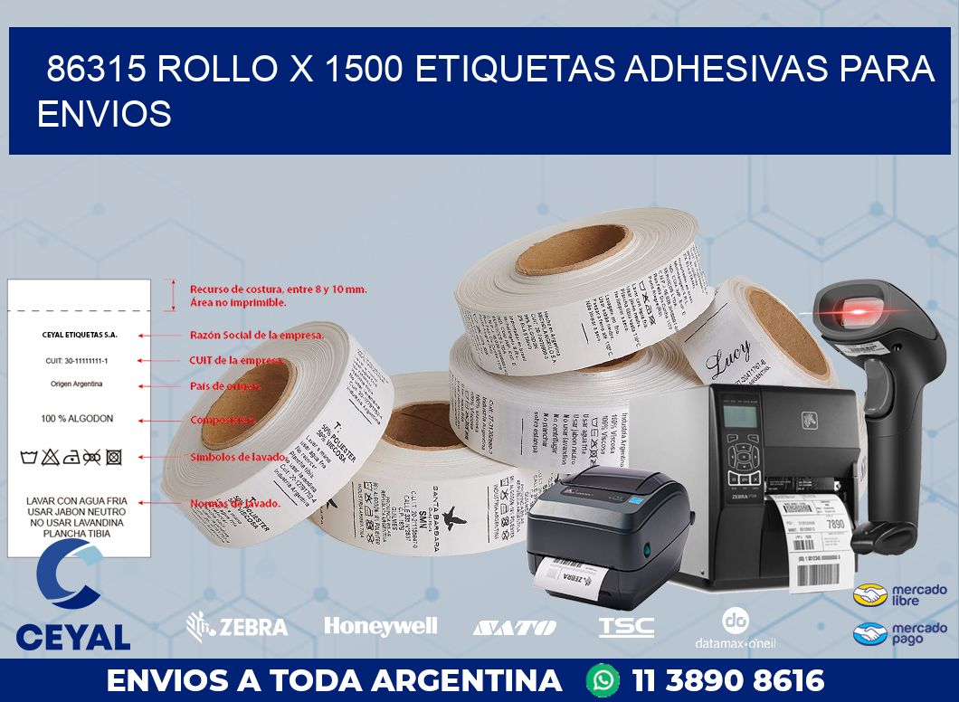 86315 ROLLO X 1500 ETIQUETAS ADHESIVAS PARA ENVIOS