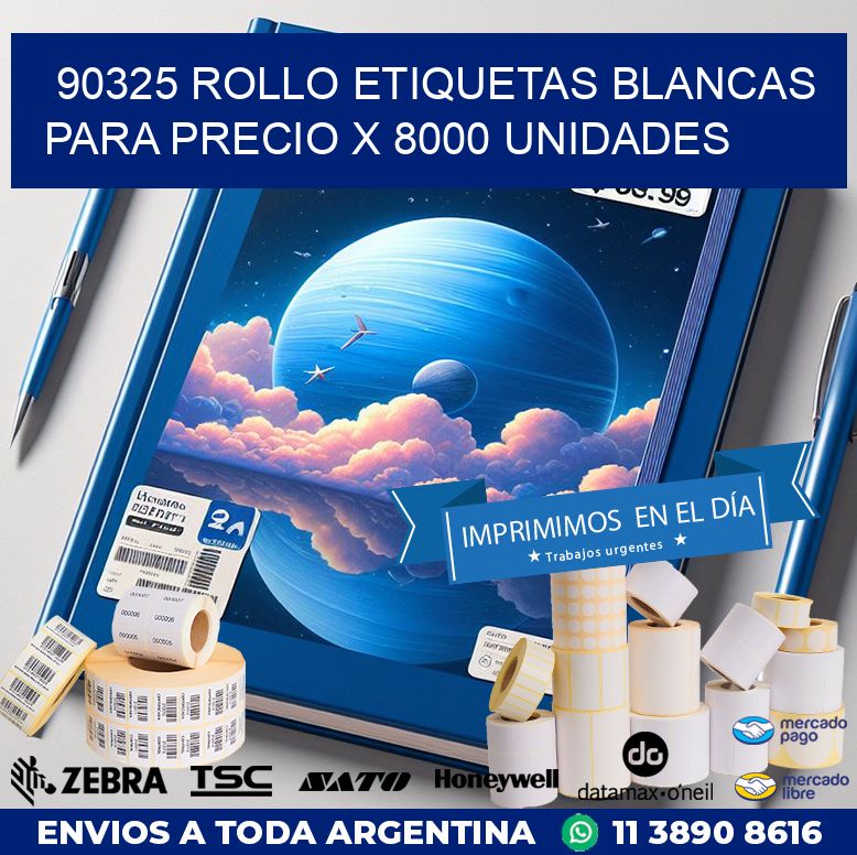 90325 ROLLO ETIQUETAS BLANCAS PARA PRECIO X 8000 UNIDADES