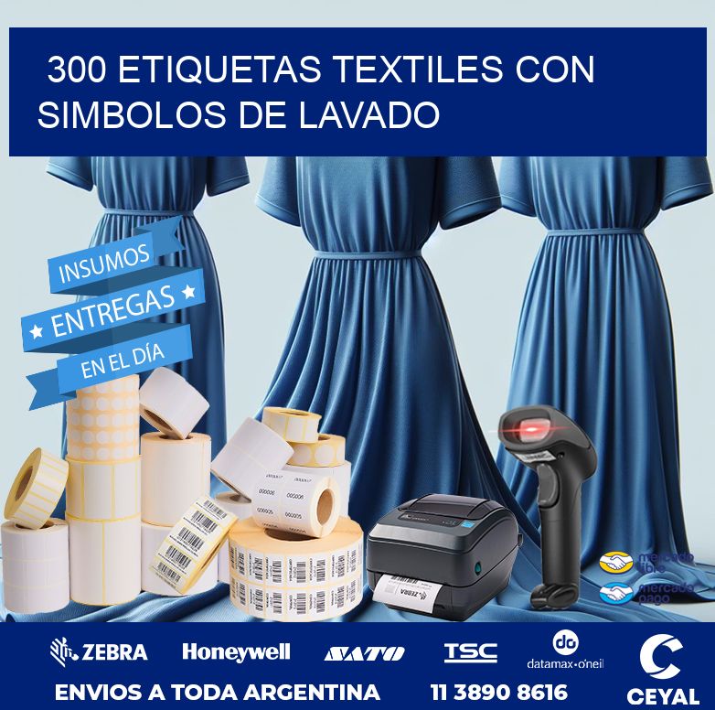 300 ETIQUETAS TEXTILES CON SIMBOLOS DE LAVADO | Zebra Etiquetadora