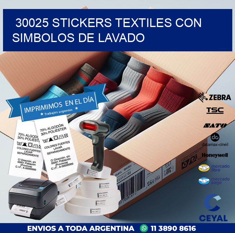 30025 STICKERS TEXTILES CON SIMBOLOS DE LAVADO