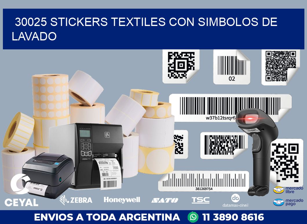 30025 STICKERS TEXTILES CON SIMBOLOS DE LAVADO | Zebra Etiquetadora