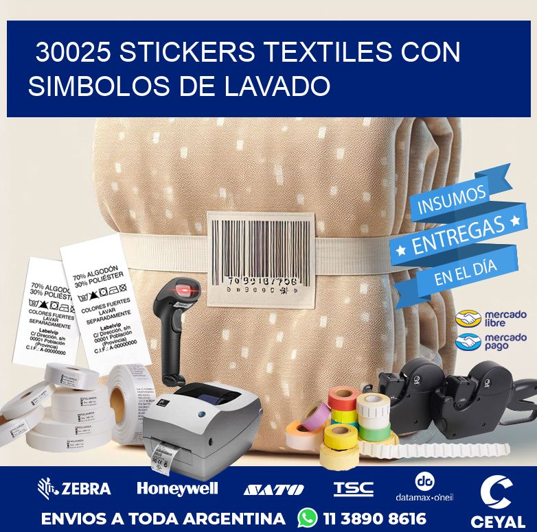 30025 STICKERS TEXTILES CON SIMBOLOS DE LAVADO