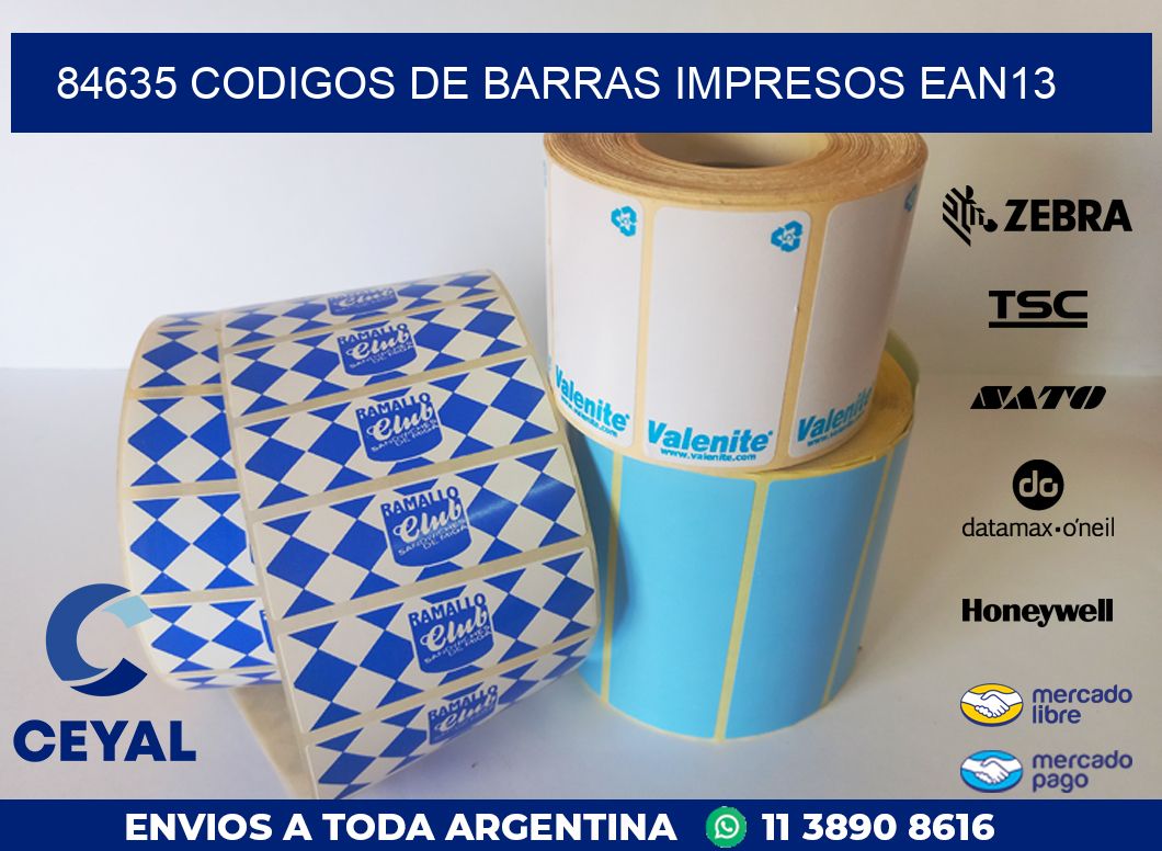 84635 codigos de barras impresos ean13