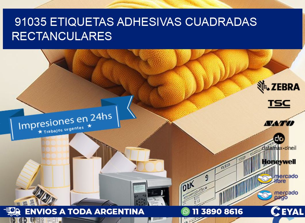 91035 etiquetas adhesivas cuadradas rectanculares