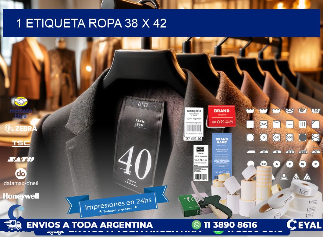 1 ETIQUETA ROPA 38 x 42