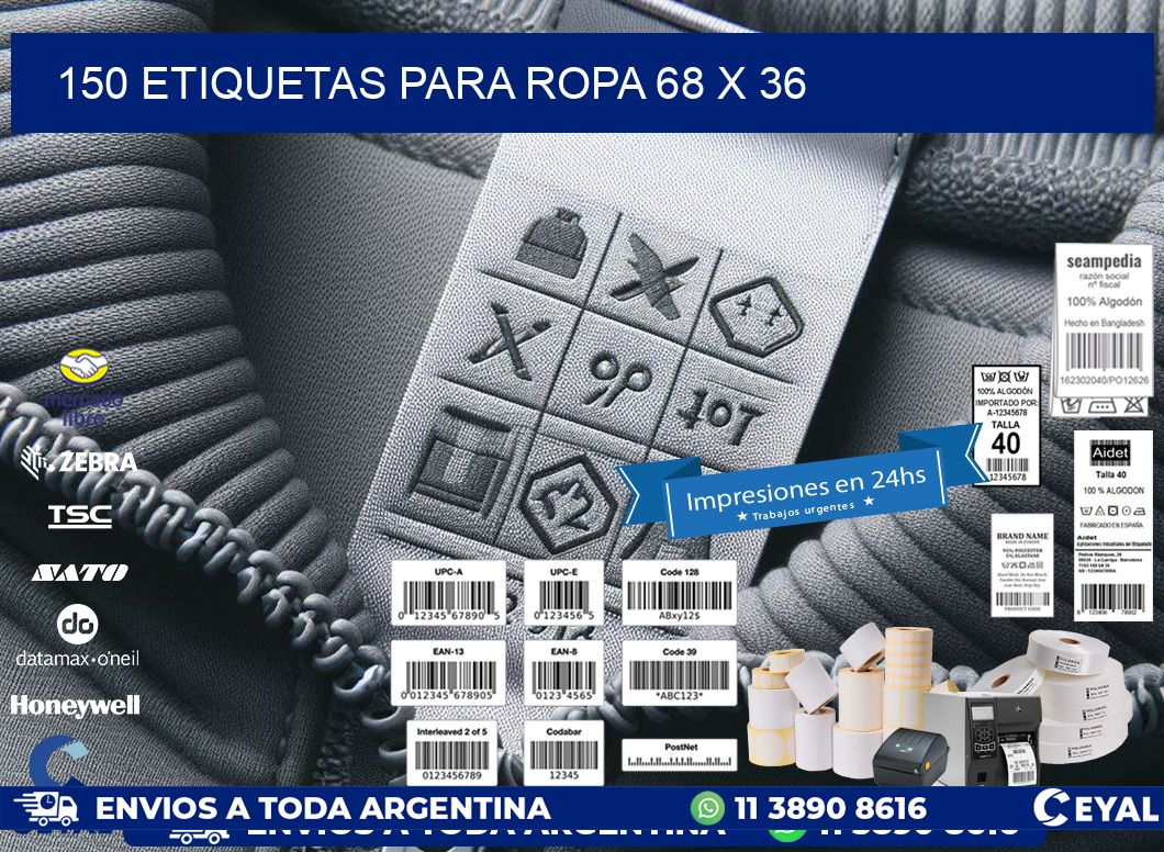 150 ETIQUETAS PARA ROPA 68 x 36