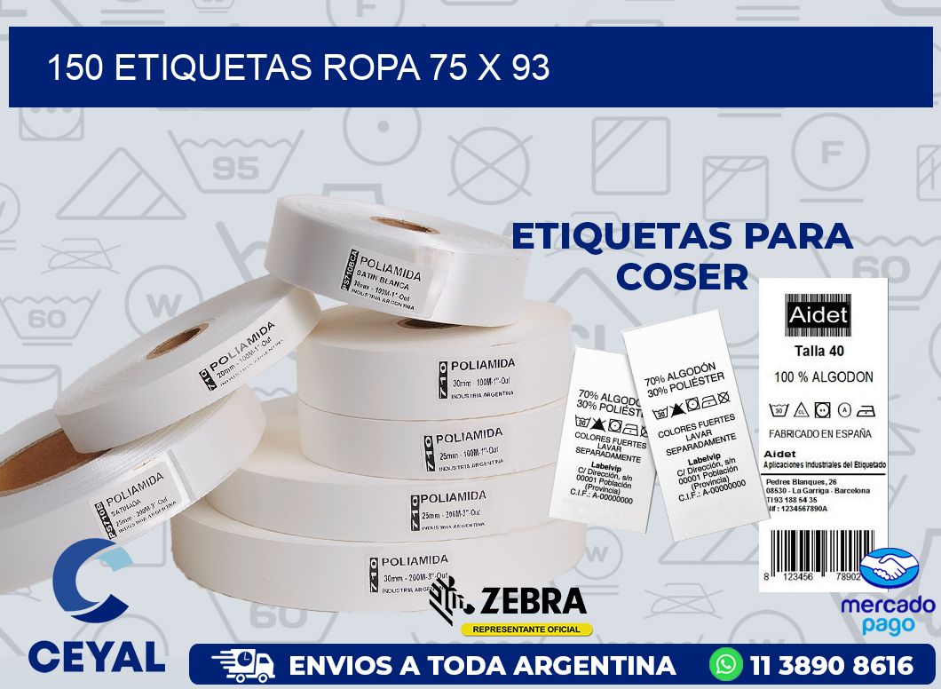 150 ETIQUETAS ROPA 75 x 93