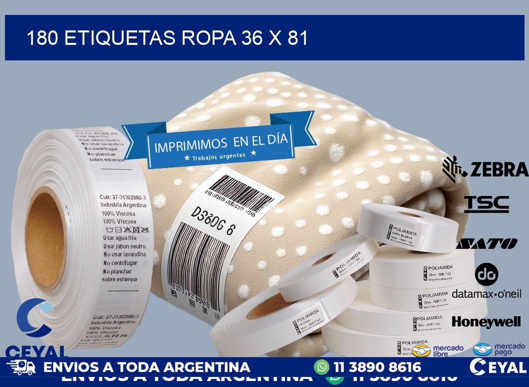 180 ETIQUETAS ROPA 36 x 81