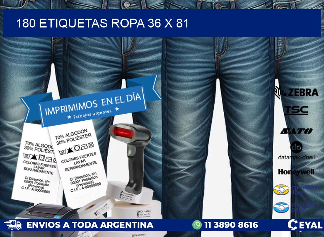 180 ETIQUETAS ROPA 36 x 81