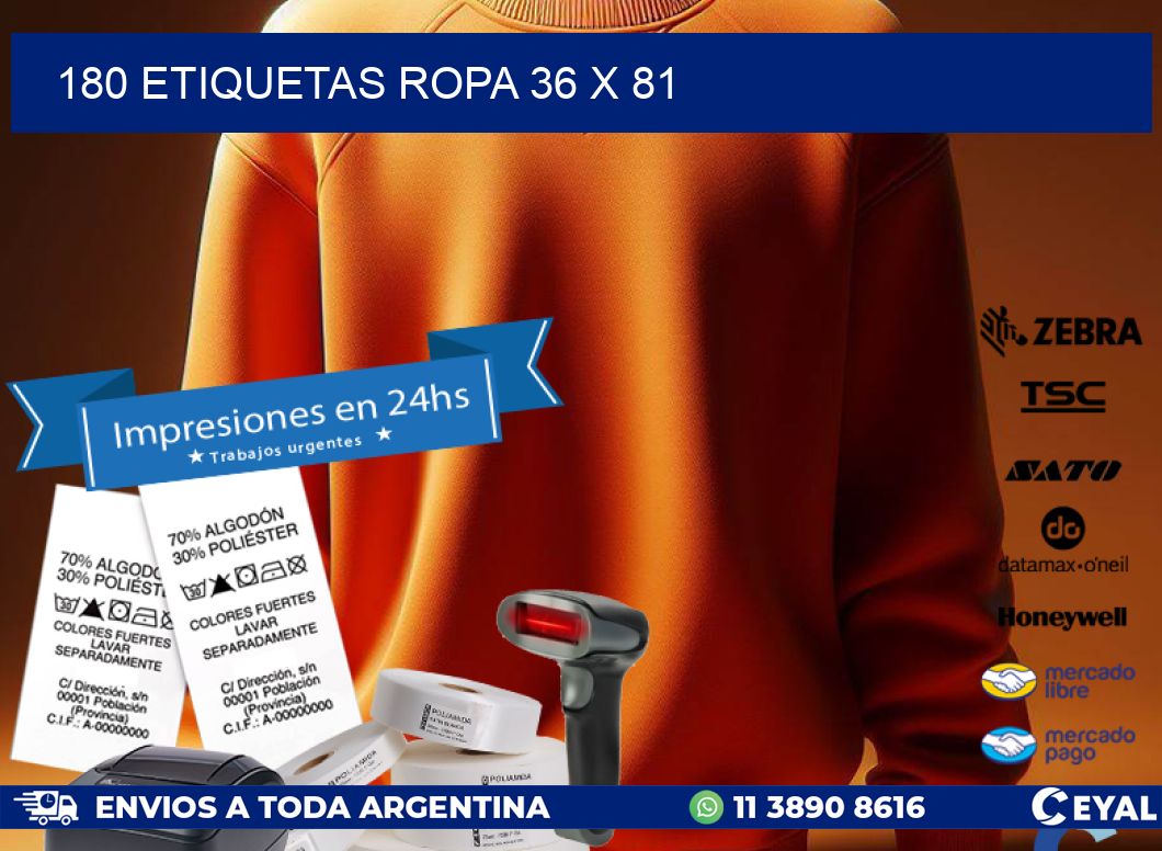 180 ETIQUETAS ROPA 36 x 81