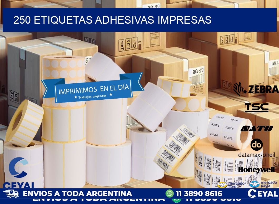 250 ETIQUETAS ADHESIVAS IMPRESAS