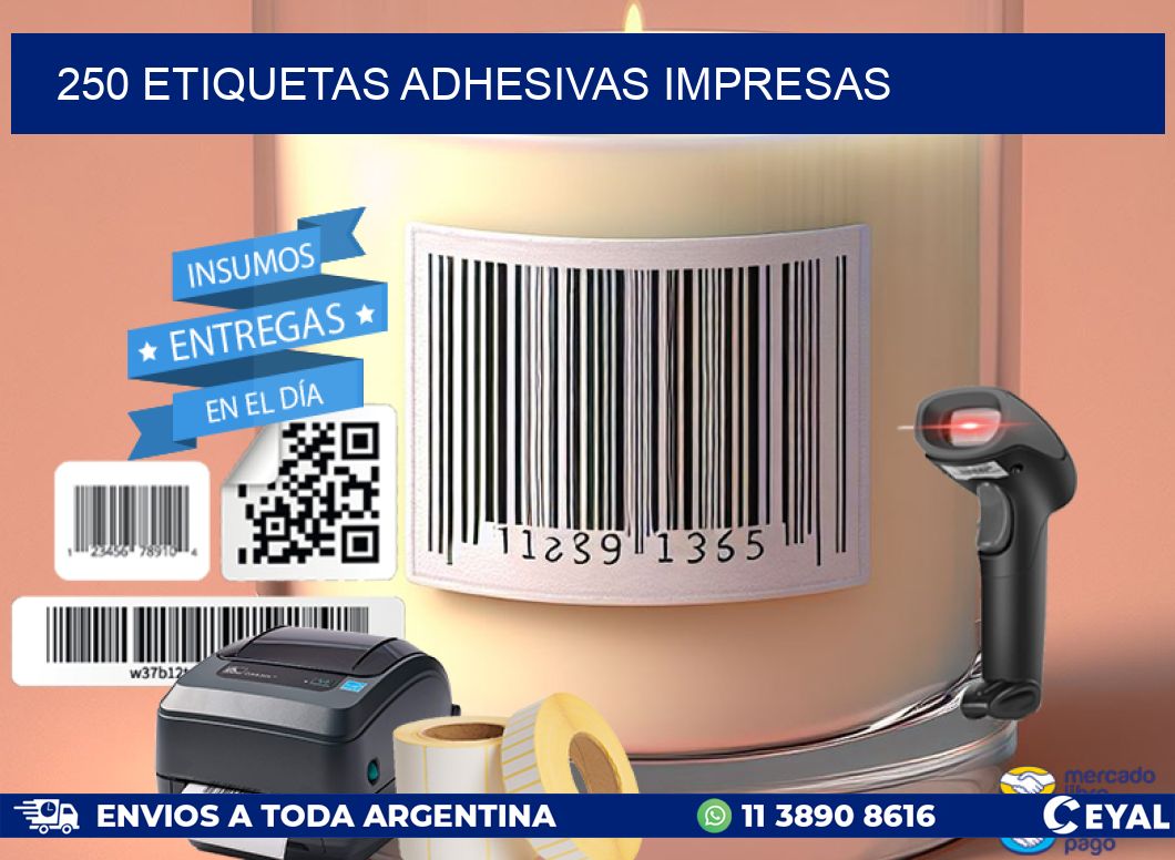 250 ETIQUETAS ADHESIVAS IMPRESAS