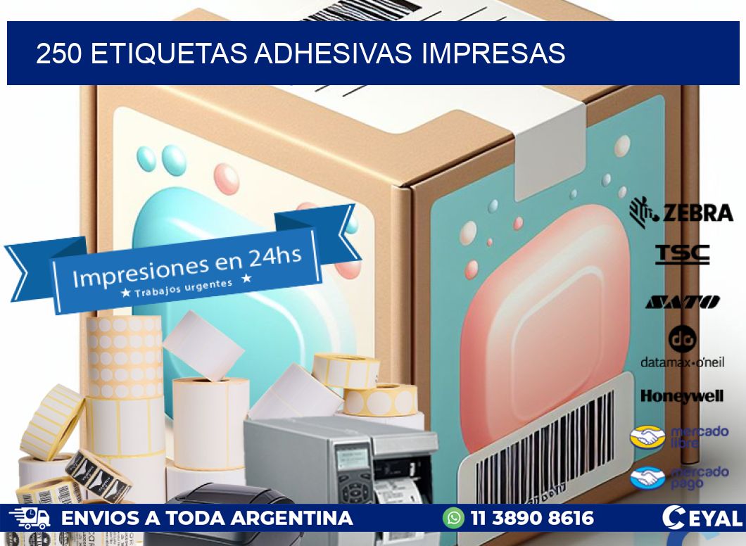 250 ETIQUETAS ADHESIVAS IMPRESAS