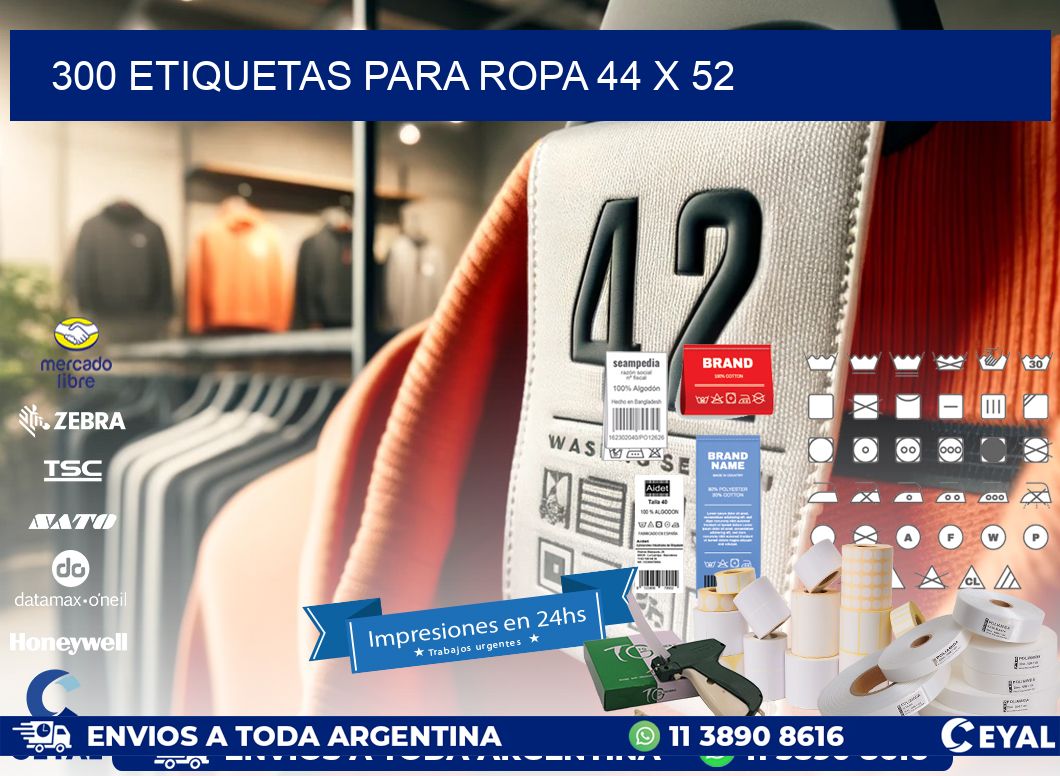 300 ETIQUETAS PARA ROPA 44 x 52
