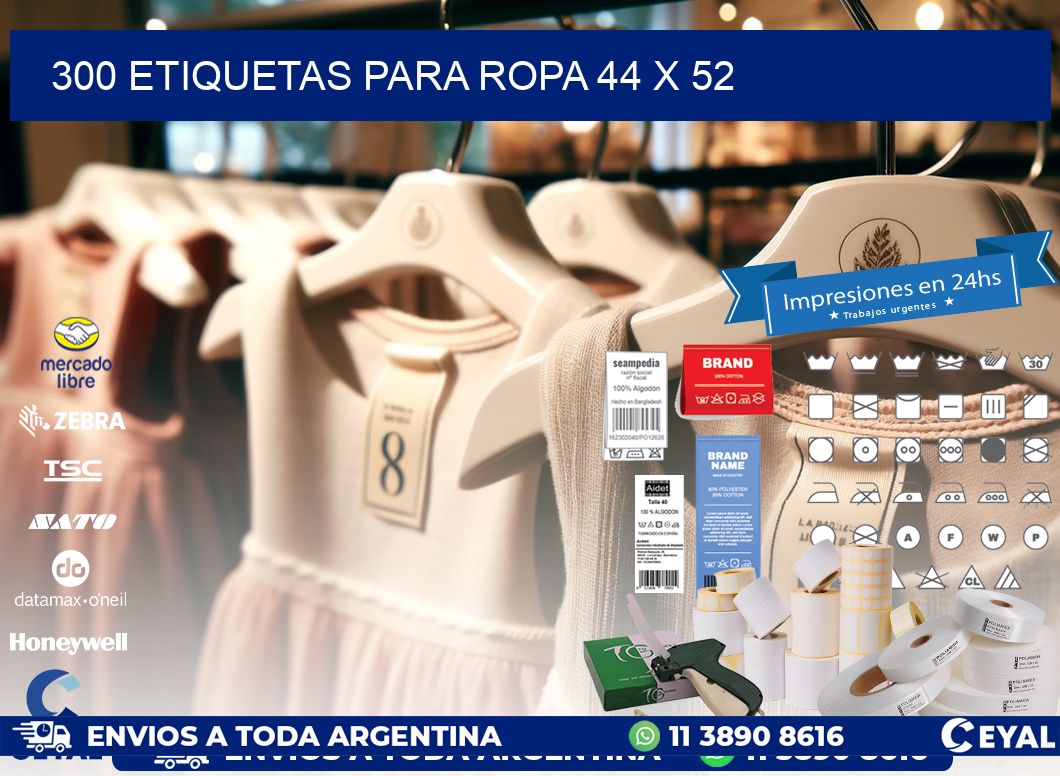 300 ETIQUETAS PARA ROPA 44 x 52